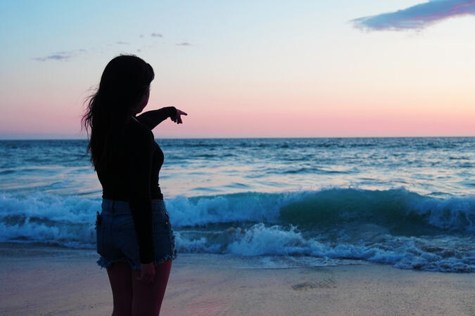 Pointing out to sea